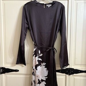 H&M Brown and Cream Long Sleeve Dress